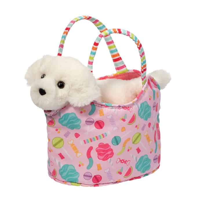 candy pop sassy sak with white retriever