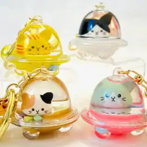 floating cat dome key charm